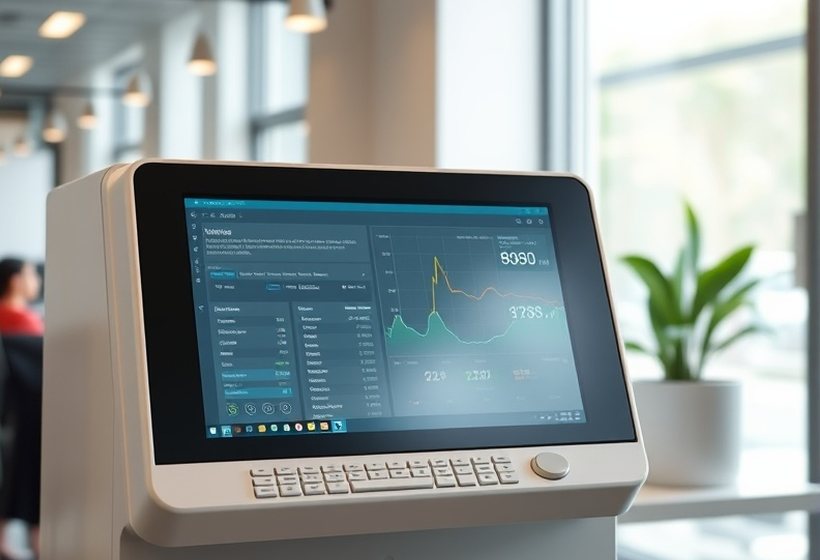 Equipo de desarrollo trabajando en el software del terminal